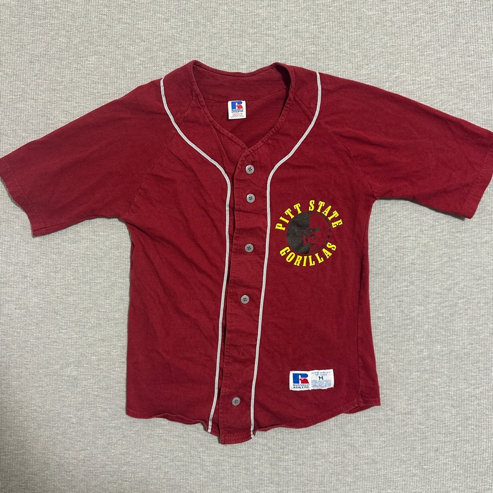 Vintage Russell Athletic Pitt State Gorillas Baseball Jersey Kids Youth Medium